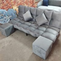 Sofa bed xám nhung ໂຊຟາເບດ ສີເທົາຜ້າກຳມະຫຍີ່ 2