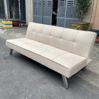 Sofa bed kem bố ໂຊຟາເບດ ສີຄີມຜ້າແຄນວາສ