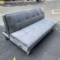 Sofa bed xám nhung ໂຊຟາເບດ ສີເທົາຜ້າກຳມະຫຍີ່